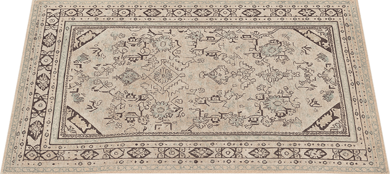 Cream and black handmade carpet